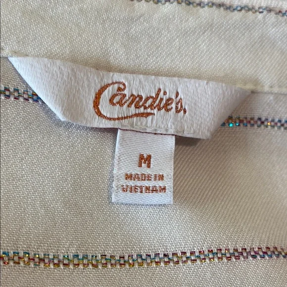 Candies Striped White Blouse M - Picture 6 of 7